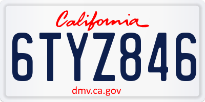 CA license plate 6TYZ846