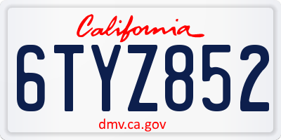 CA license plate 6TYZ852