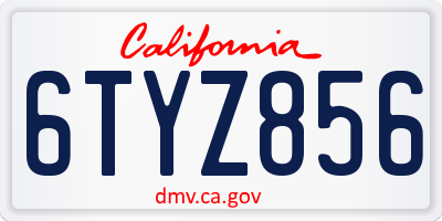 CA license plate 6TYZ856