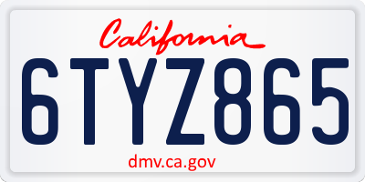 CA license plate 6TYZ865