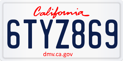 CA license plate 6TYZ869