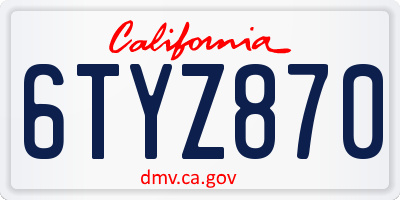 CA license plate 6TYZ870