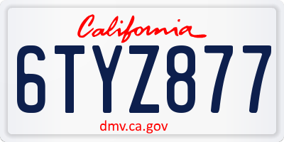 CA license plate 6TYZ877