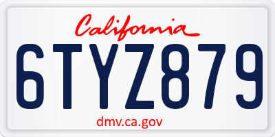 CA license plate 6TYZ879