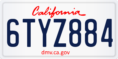 CA license plate 6TYZ884