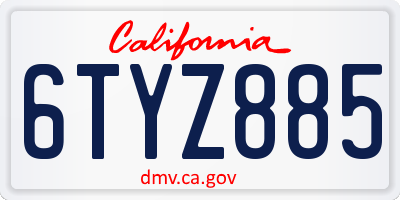 CA license plate 6TYZ885