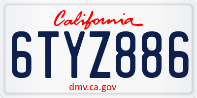 CA license plate 6TYZ886