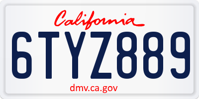CA license plate 6TYZ889