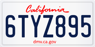 CA license plate 6TYZ895