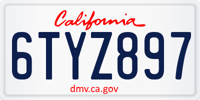CA license plate 6TYZ897