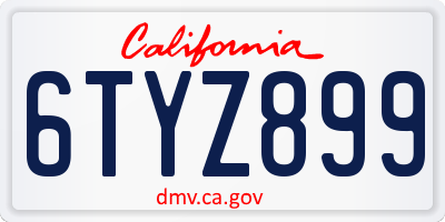 CA license plate 6TYZ899