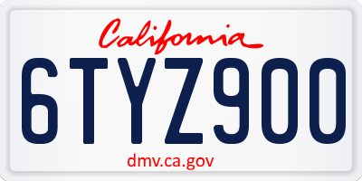 CA license plate 6TYZ900
