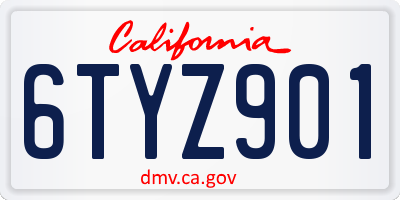 CA license plate 6TYZ901