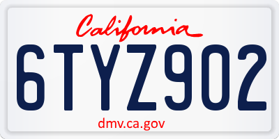 CA license plate 6TYZ902