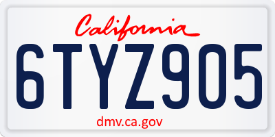 CA license plate 6TYZ905