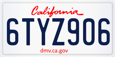 CA license plate 6TYZ906