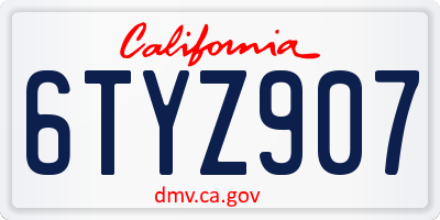 CA license plate 6TYZ907
