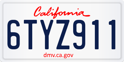 CA license plate 6TYZ911