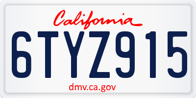 CA license plate 6TYZ915