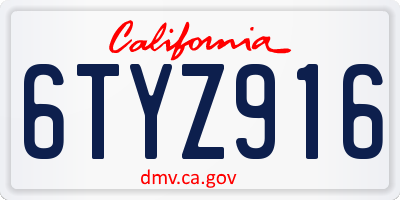 CA license plate 6TYZ916