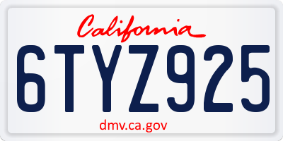 CA license plate 6TYZ925