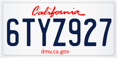 CA license plate 6TYZ927