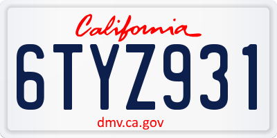 CA license plate 6TYZ931