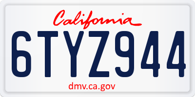 CA license plate 6TYZ944