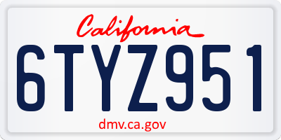CA license plate 6TYZ951