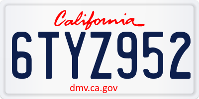 CA license plate 6TYZ952
