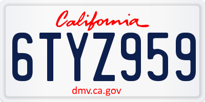 CA license plate 6TYZ959