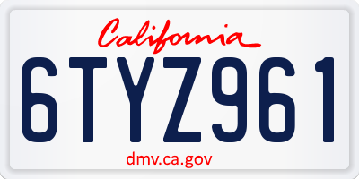 CA license plate 6TYZ961