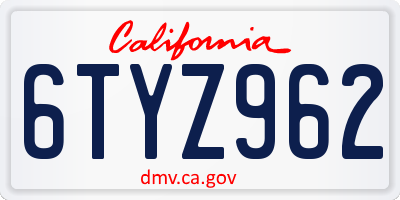 CA license plate 6TYZ962