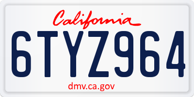 CA license plate 6TYZ964