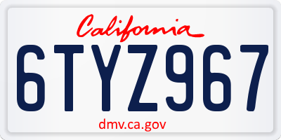CA license plate 6TYZ967