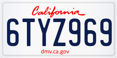 CA license plate 6TYZ969