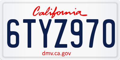 CA license plate 6TYZ970