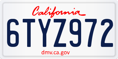 CA license plate 6TYZ972