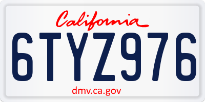 CA license plate 6TYZ976