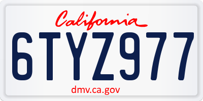 CA license plate 6TYZ977