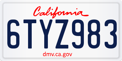 CA license plate 6TYZ983
