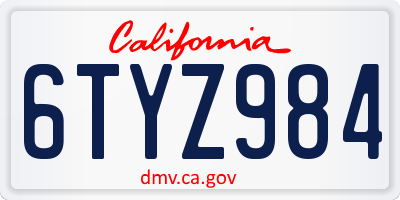 CA license plate 6TYZ984