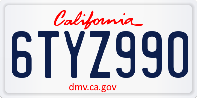 CA license plate 6TYZ990