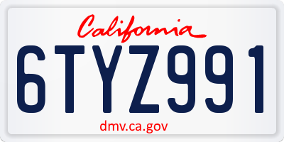 CA license plate 6TYZ991