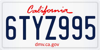 CA license plate 6TYZ995