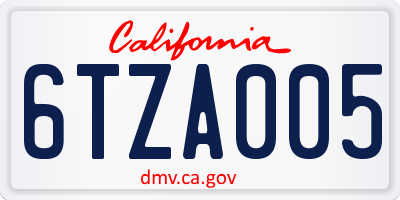 CA license plate 6TZA005