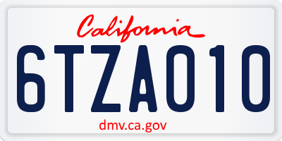 CA license plate 6TZA010