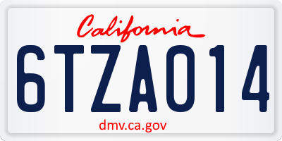 CA license plate 6TZA014