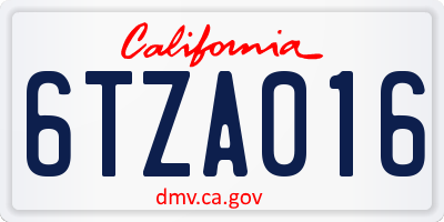 CA license plate 6TZA016