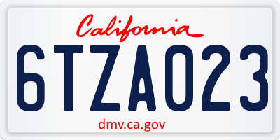 CA license plate 6TZA023